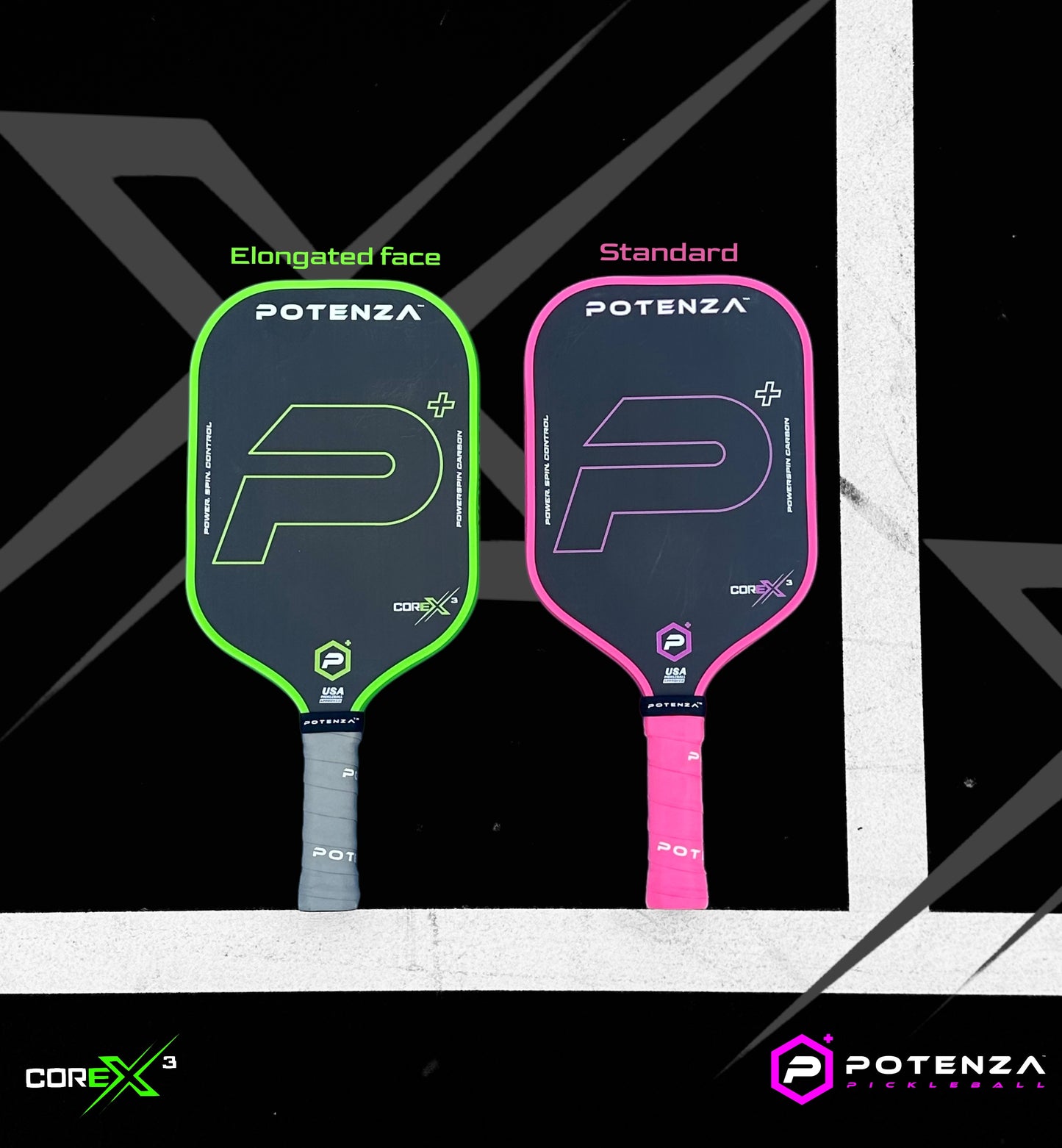 P+ PowerSpin Carbon COREx3 (Neon Green, Elongated Face)