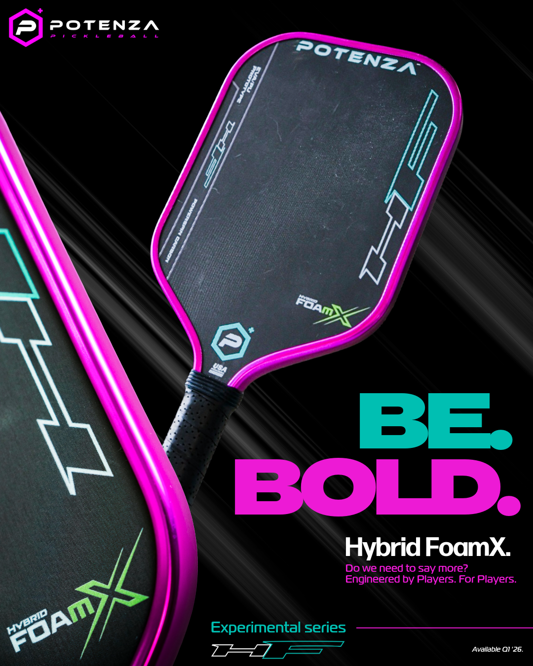 Hybrid FoamX Paddle, Metallic Edge – Potenza Pickleball Hybrid FoamX Paddle, Metallic Edge – Potenza Pickleball