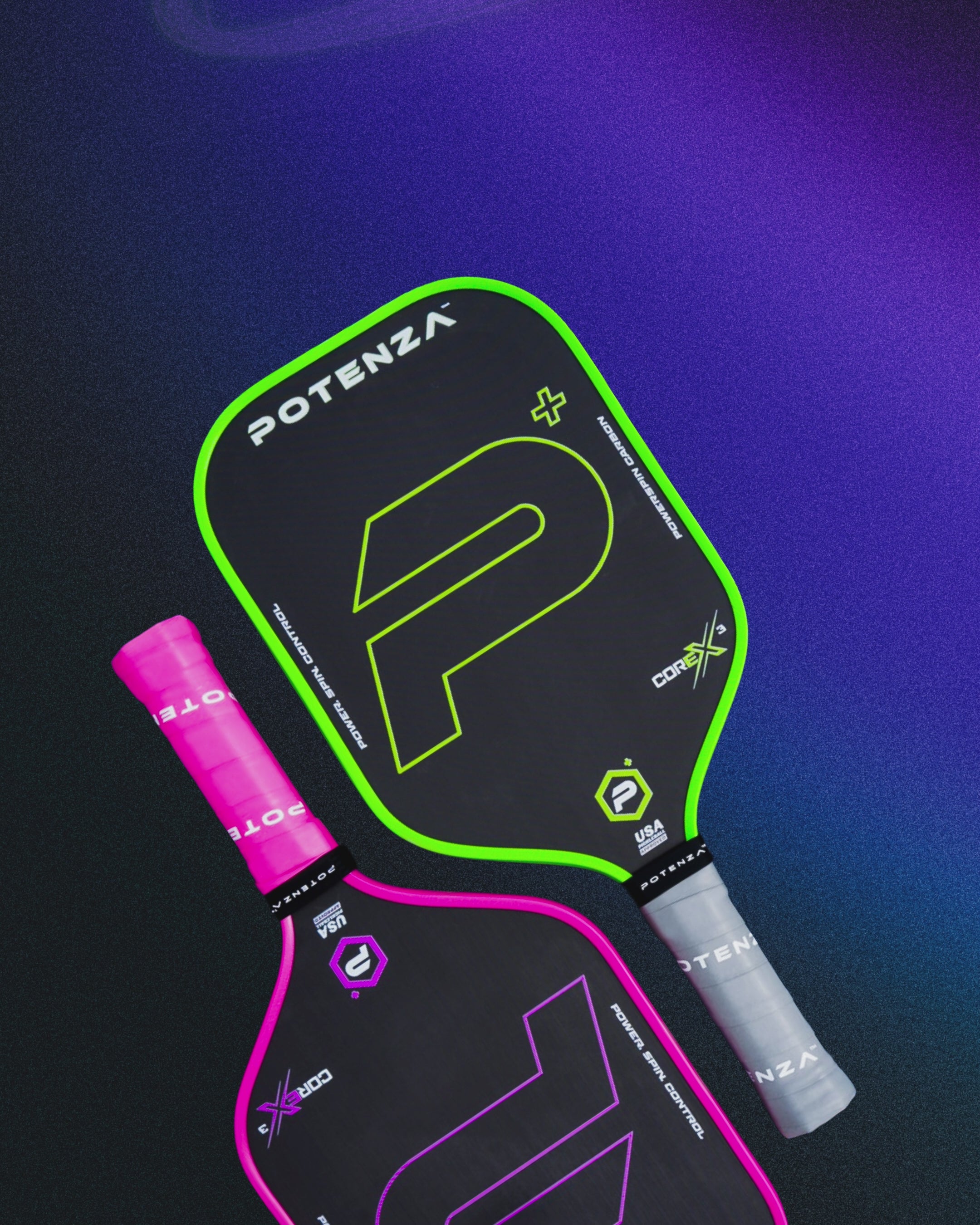 P+ PowerSpin Carbon COREx3 (Neon Green) – Potenza Pickleball
